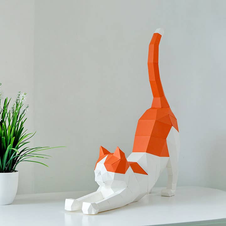 PAPERCRAFT WORLD - Wholesale DIY Craft Kit - Stretching Cat 3D PaperCraft Origami Model5