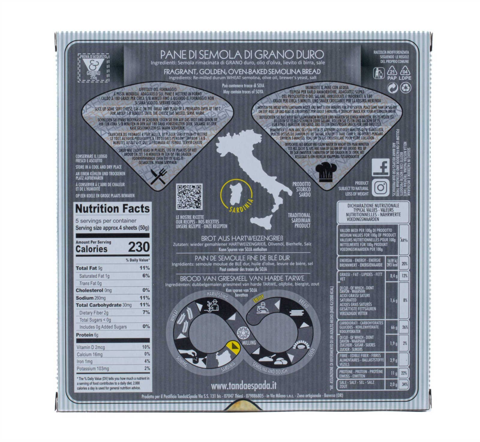 Pastificio Tanda e Spada - Wholesale Bread/Tortilla - Pane Carasau guttiau 250g7