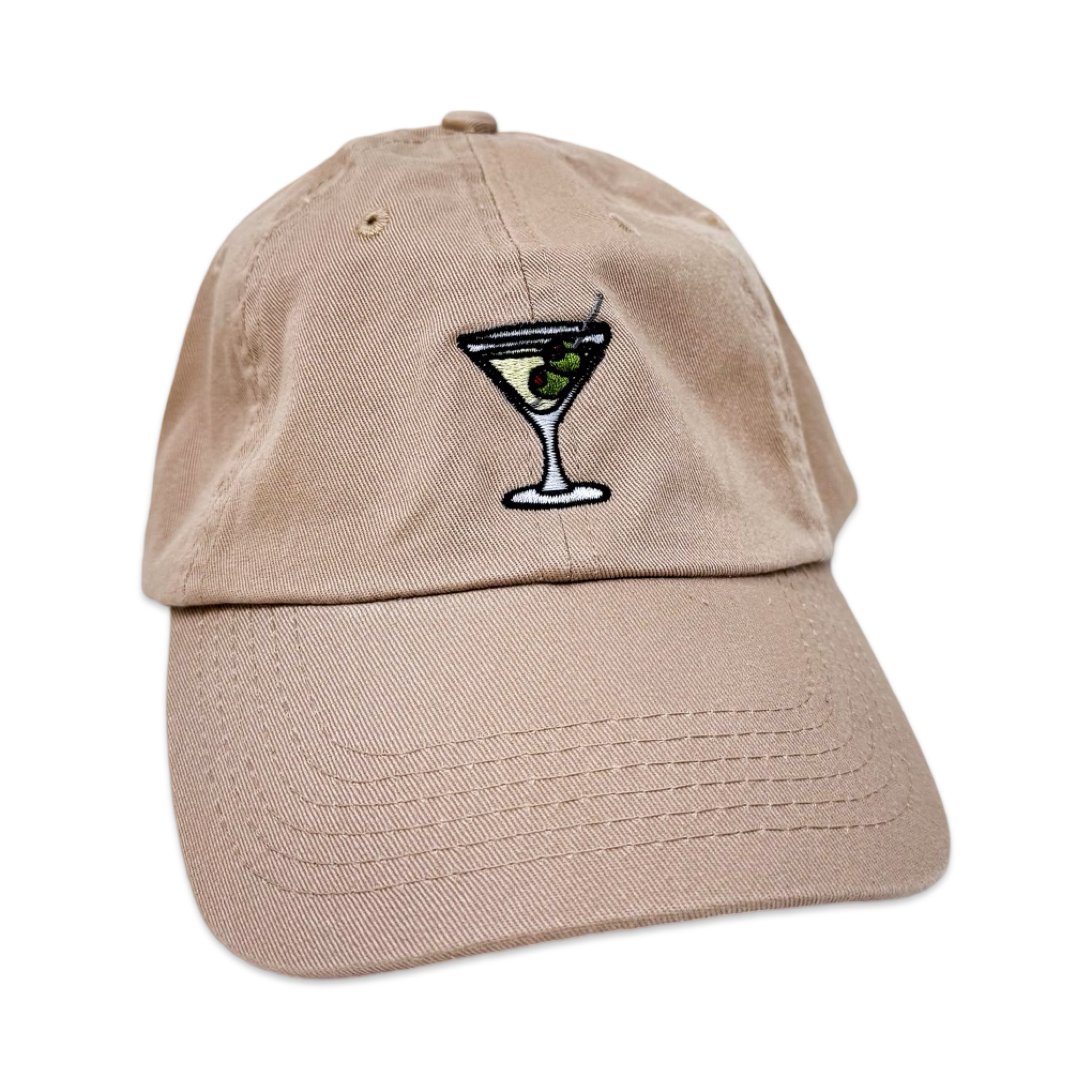 Beige Tan Martini Embroidered Hat for wholesale on Faire2