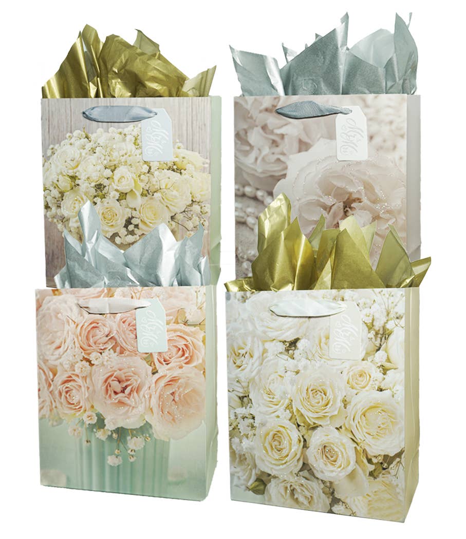 Angels Craft – wholesale Gift bag – Everyday Gift Bag - Flower bouquet & Pearl decoration