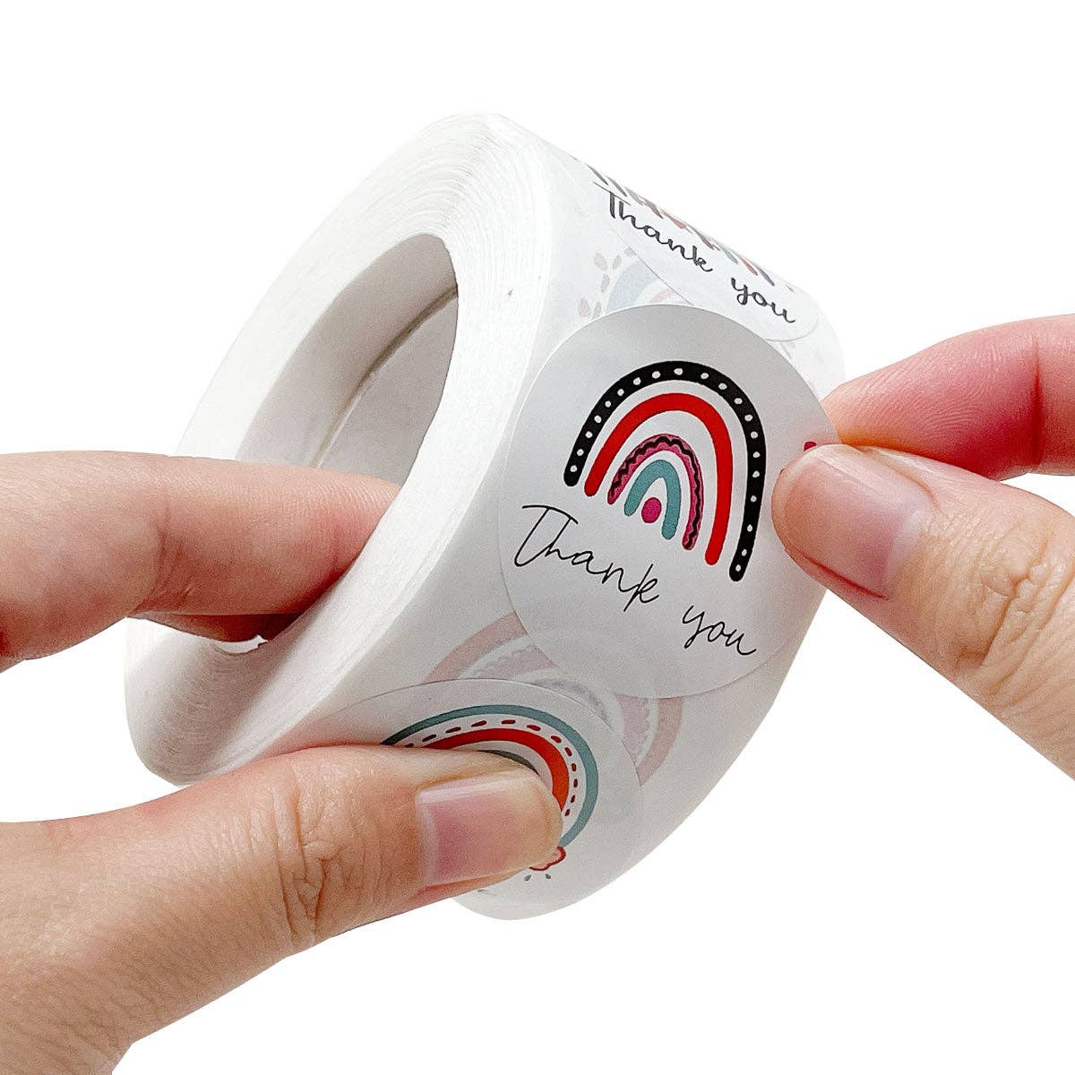 Wrapables.com - Wholesale Sticker - Wrapables 1.5 inch Rainbow Thank You Stickers Roll2