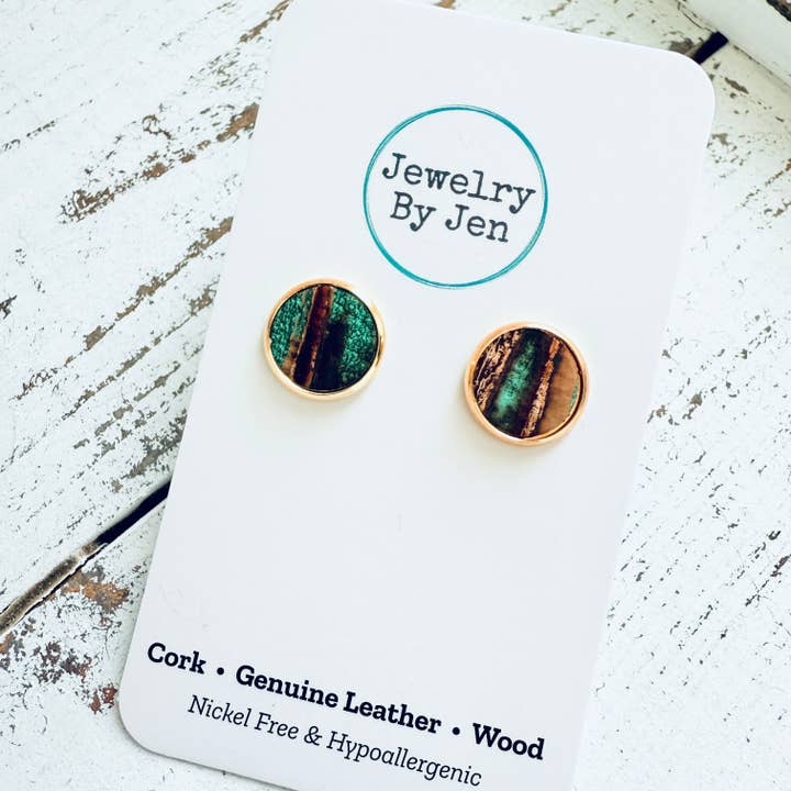 Jewelry By Jen - Wholesale Stud/Post Earrings - Stud Earrings: Aqua Bronze4