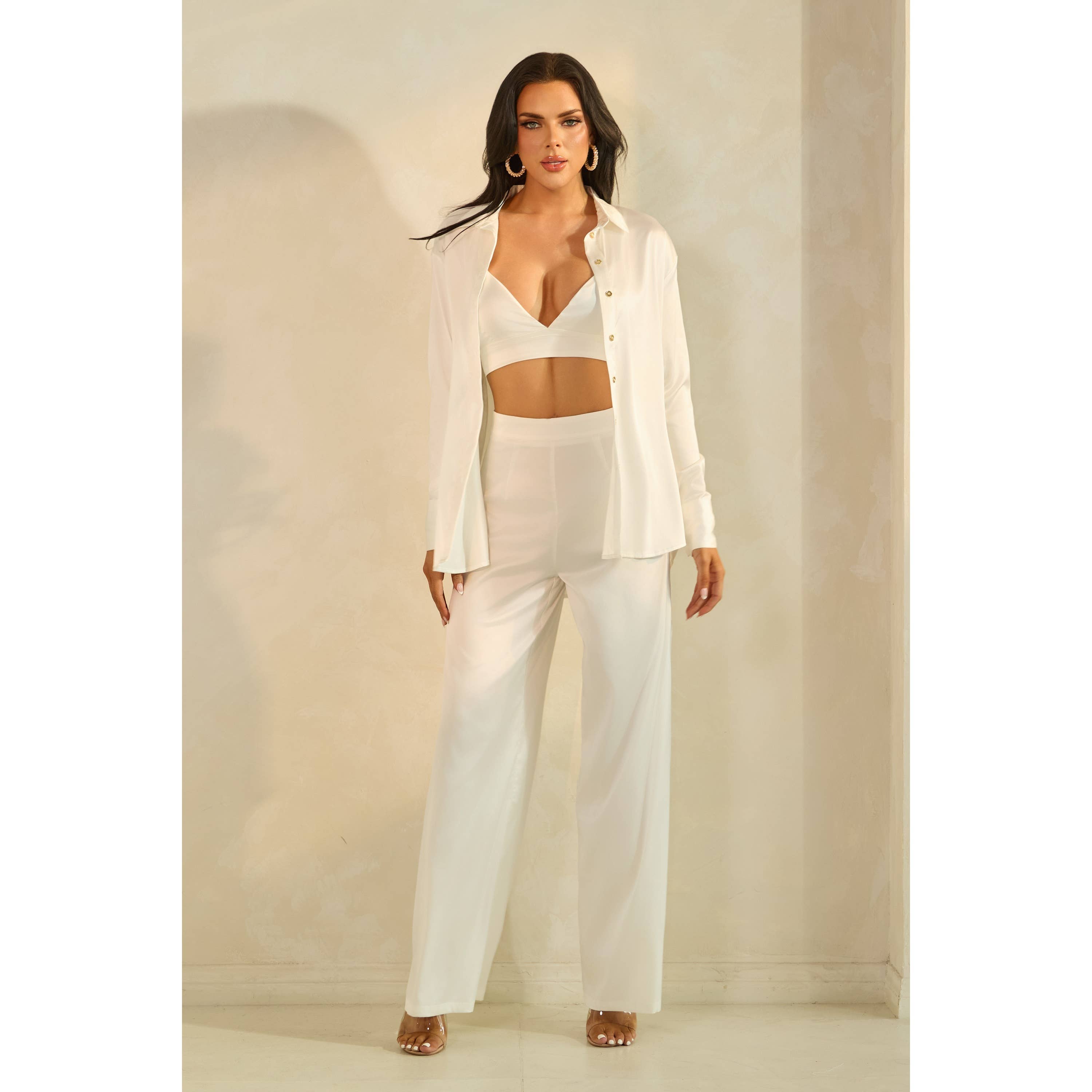 The Sang - Wholesale Top & Pant Set (NOT Loungewear) - Women's - SATIN THREE PIECE PANTS SET1