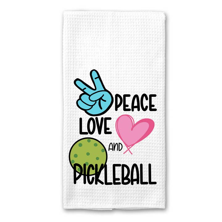 Tea Towel - Peace Love Pickleball Bright for wholesale by tinted pearl DESIGNS