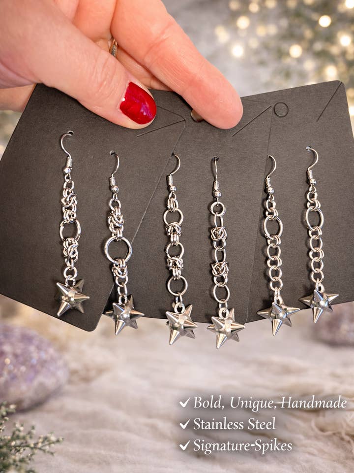 Gothic withy chainmail earrings jewelry, Handmade, Punk Rock for wholesale by The Towne Witch