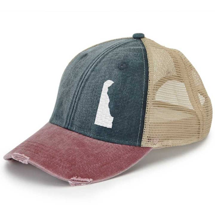 Delaware Offset State Trucker Hat - DE Baseball hat for wholesale by Gracie Designs