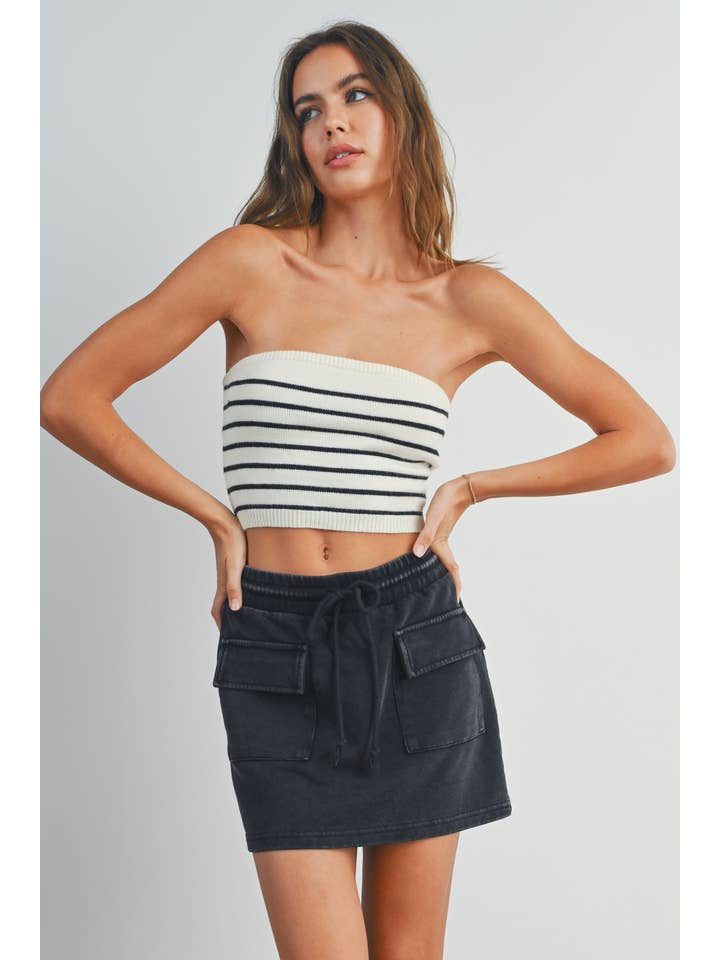 BUTTERMELON - Wholesale Knit Top - Women's - Striped Tube Top Sweater - BMW7259