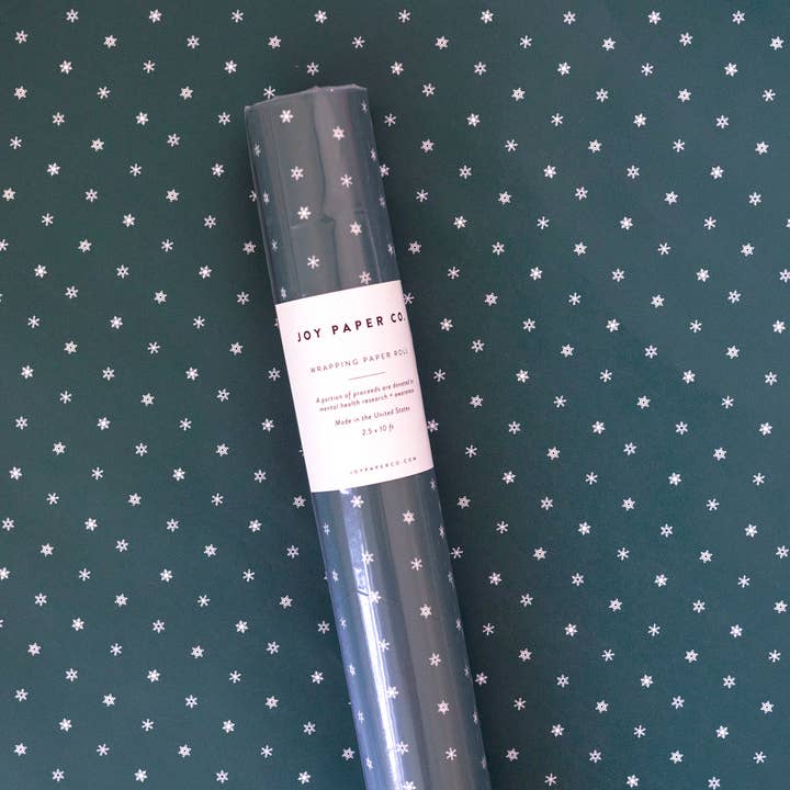 Joy Paper Co. – Engroshandel Indpakningspapir – Hvid og grøn snefnug Indpakningspapir Kontinuerlig rulle1