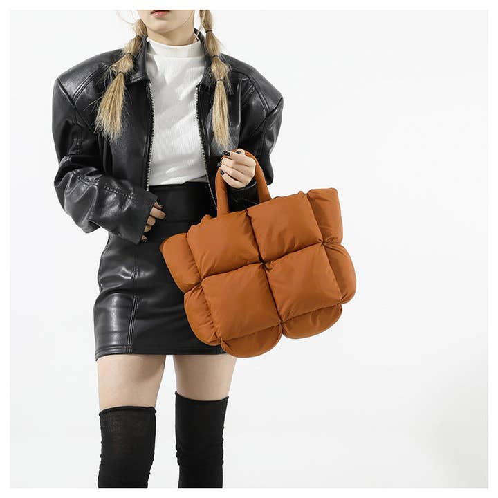 Dipped Shop - Wholesale Tote bag – Women's - Simple Puffer Tote Bag Solid Color Soft Handbag DP809135