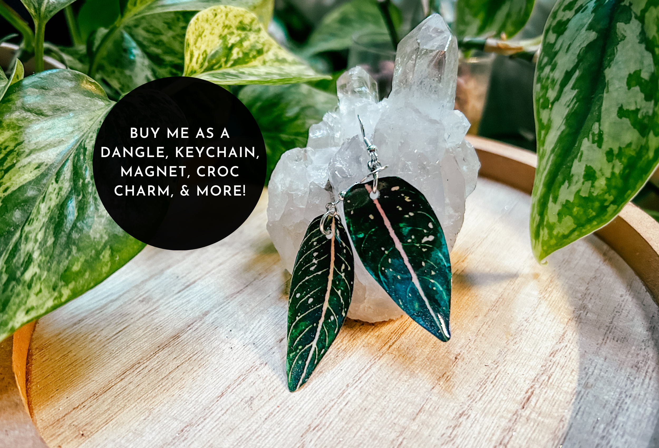 hethr - Wholesale Dangle Earrings - Aglaonema Earring, Magnet, Pin, Decor, Plant Lovers, Leaf0