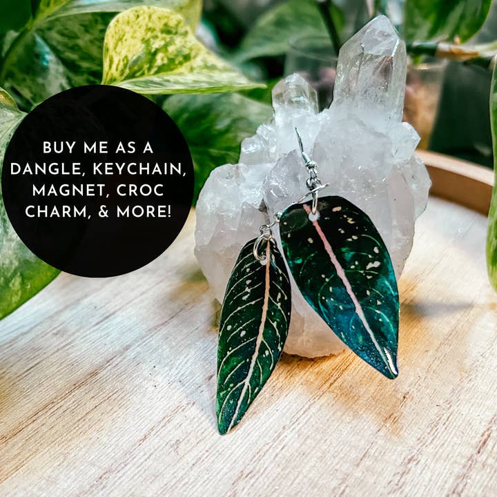 hethr - Wholesale Dangle Earrings - Aglaonema Earring, Magnet, Pin, Decor, Plant Lovers, Leaf0