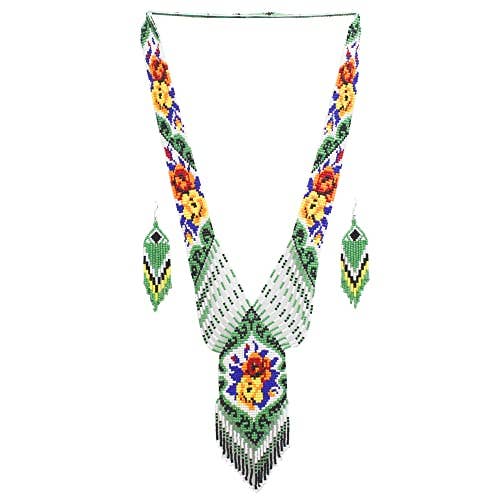 BEADS CORNER - Wholesale Beaded/Pearl Necklace - Native Tribal Style Long Statement Beaded Necklace for Women Y Shape0