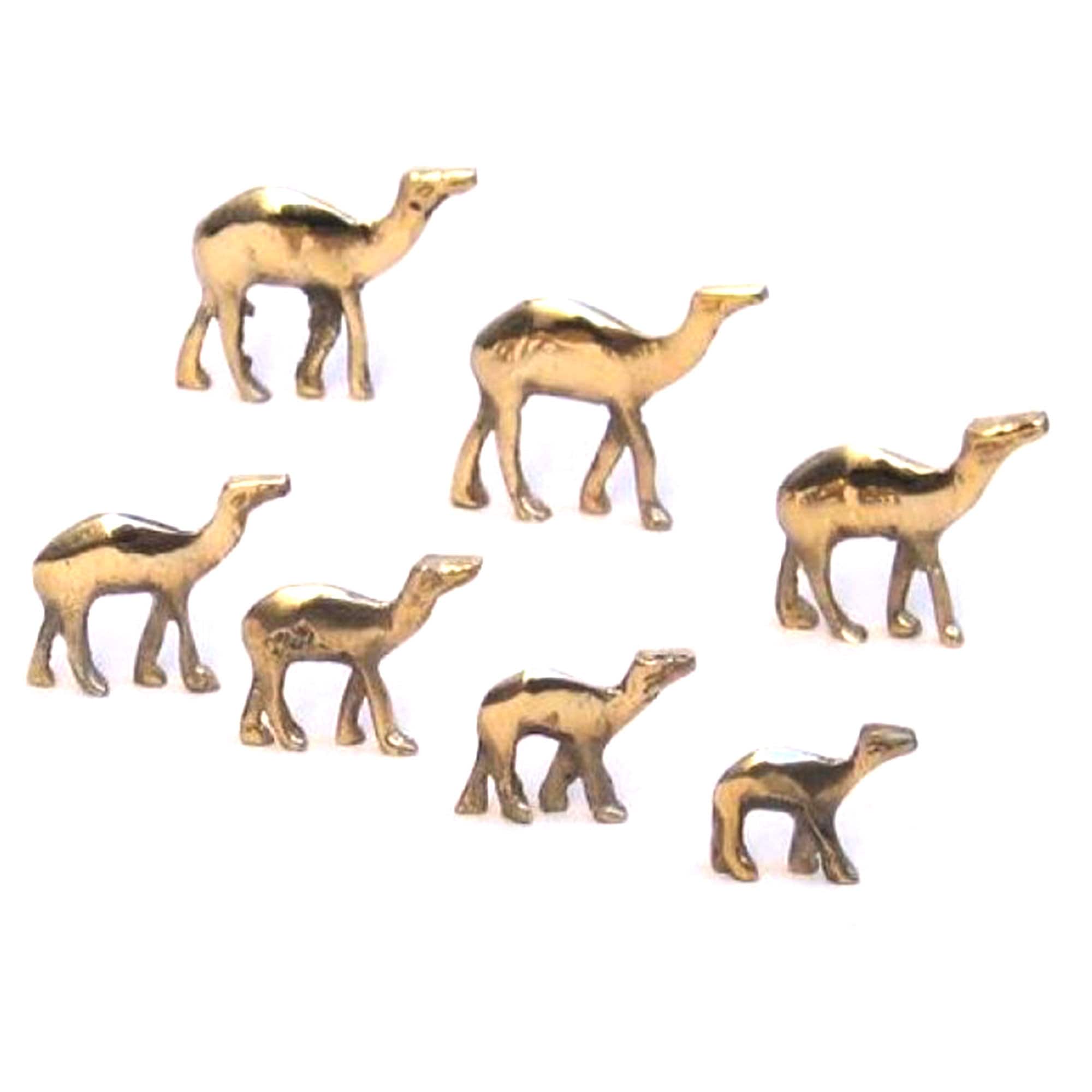 India Overseas Trading Corporation - Wholesale Decorative Figurine - Solid Brass Mini Golden Camels Family Set 1" - 2"0