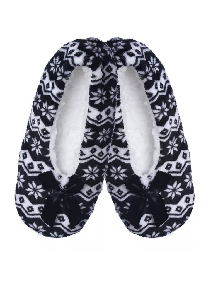 Cap Zone – wholesale Strumptofflor – Dam – Chevron Snowflake Sherpa Fleece Lounge Strumpa Tofflor