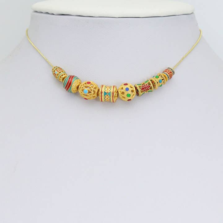 BestBeads&Beyond - Wholesale Individual Charm/Pendant - Tibetan-Style Enamel Bead Charm, Colorful Barrel & Round Beads for Jewelry Making, Sku#Y10653