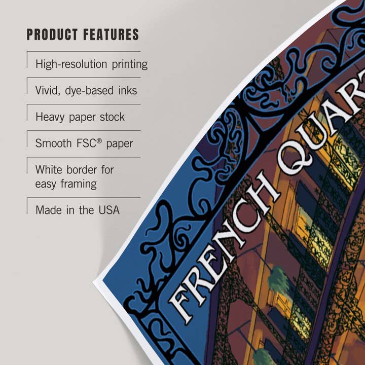 Lantern Press - Wholesale Art Print - ART PRINTS New Orleans, Louisiana French Quarter