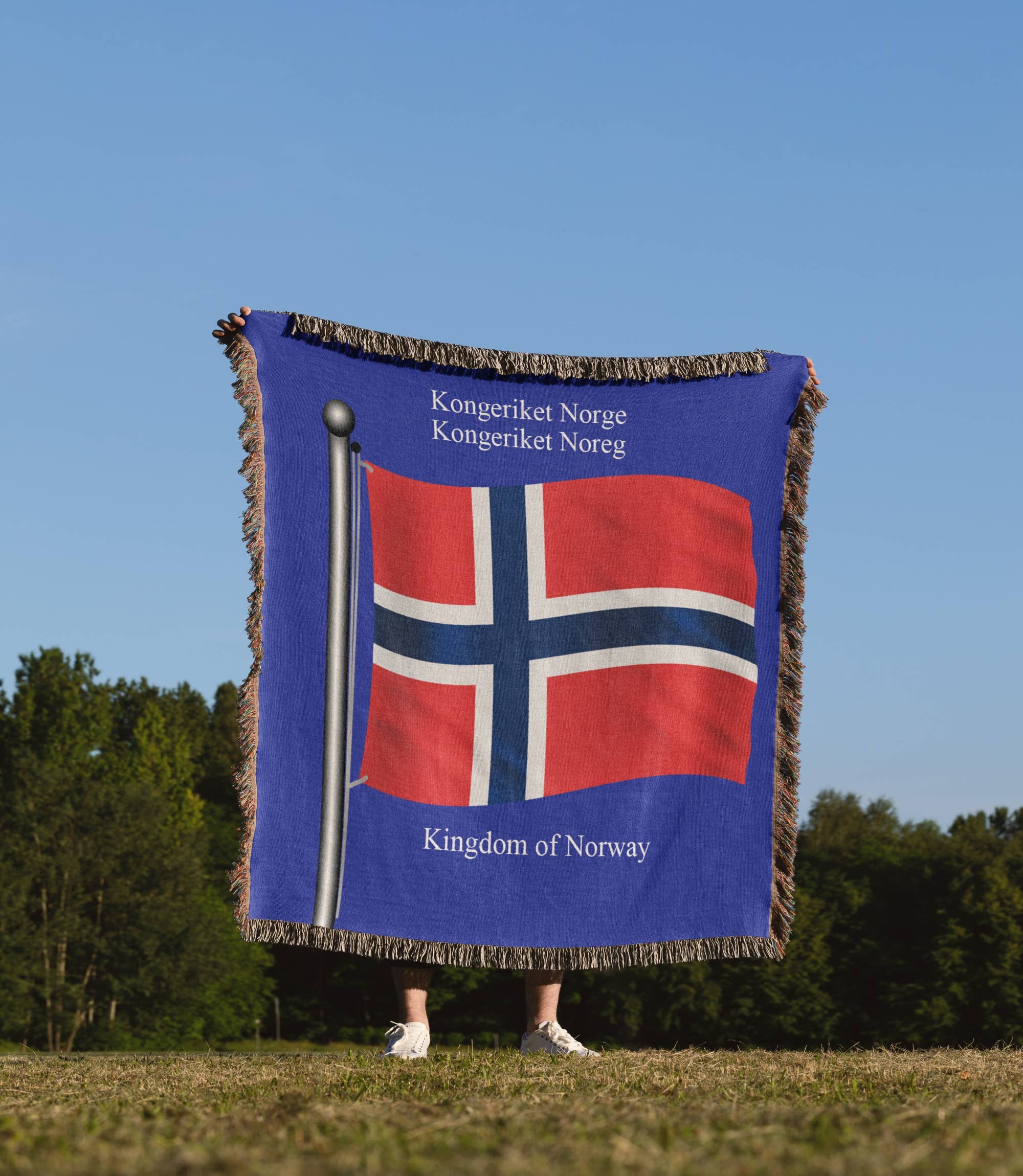 3dRose - Wholesale Throw Blanket - 3dRose, The flag of Norway on a blue background with the Kingdom of Norway in English and Norwegian, Blanket1