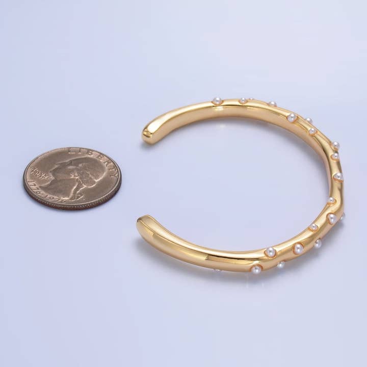 Aim Eternal – Pulseira de punho por atacado – Pulseiras de Punho com Pérolas de Concha Pontilhadas em Ouro 24K | WA-27213