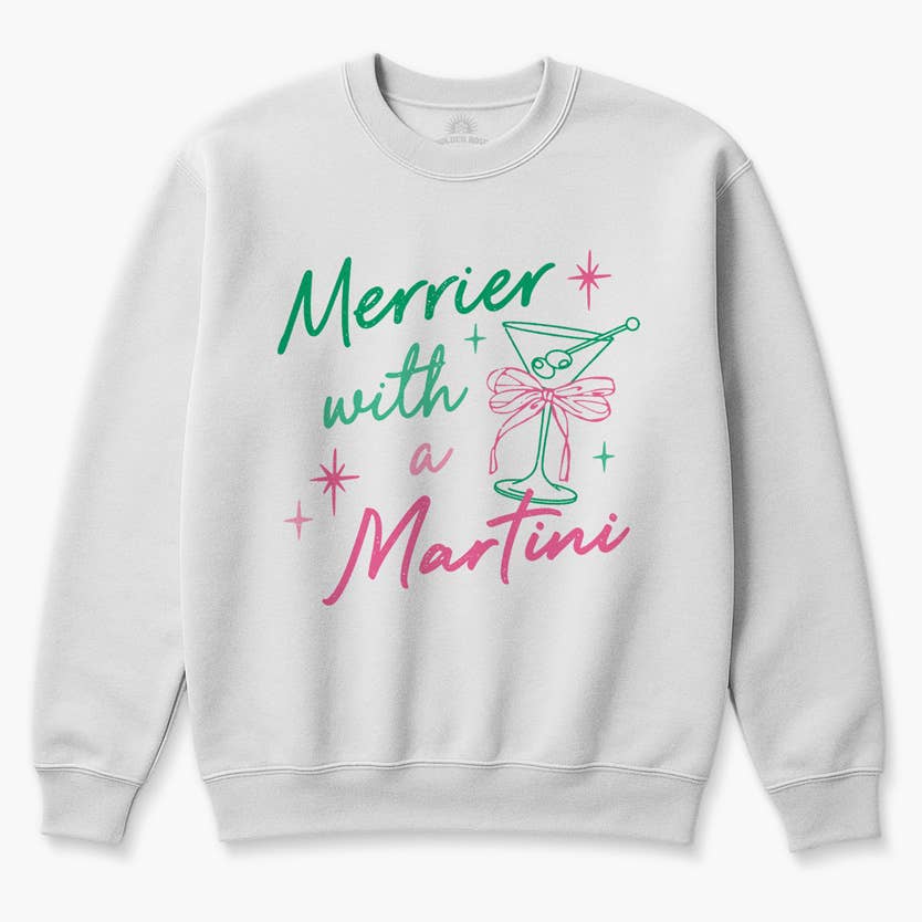Golden Rose - Wholesale Graphic Sweatshirt - Women's - Merrier with a Martini Holiday Sweater – Festive Graphic6