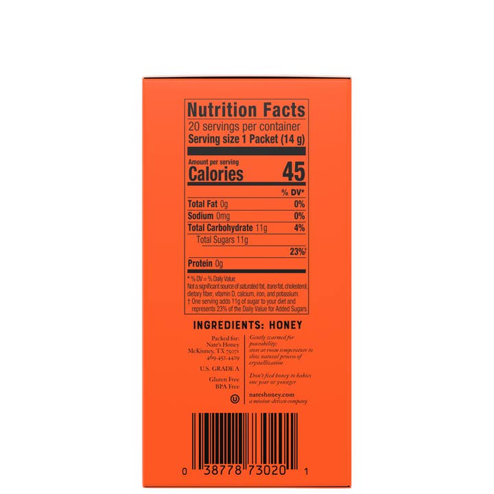 Nate's Honey - Wholesale Honey - Nature Nate's Raw And Unfiltered Honey Minis, 20ct Box3