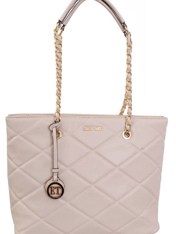Ellen Tracy Smooth Diamond Quilted Tote Bag for wholesale by Magid