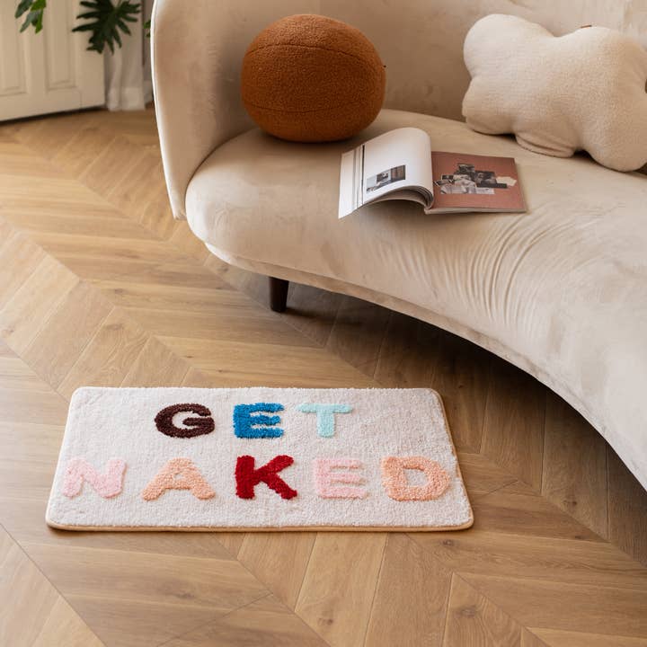Abound Lifestyle - Wholesale Bath Mat - Get Naked/Take It Off Bath Mat, Chenille, Non-Slip (20”x32”)