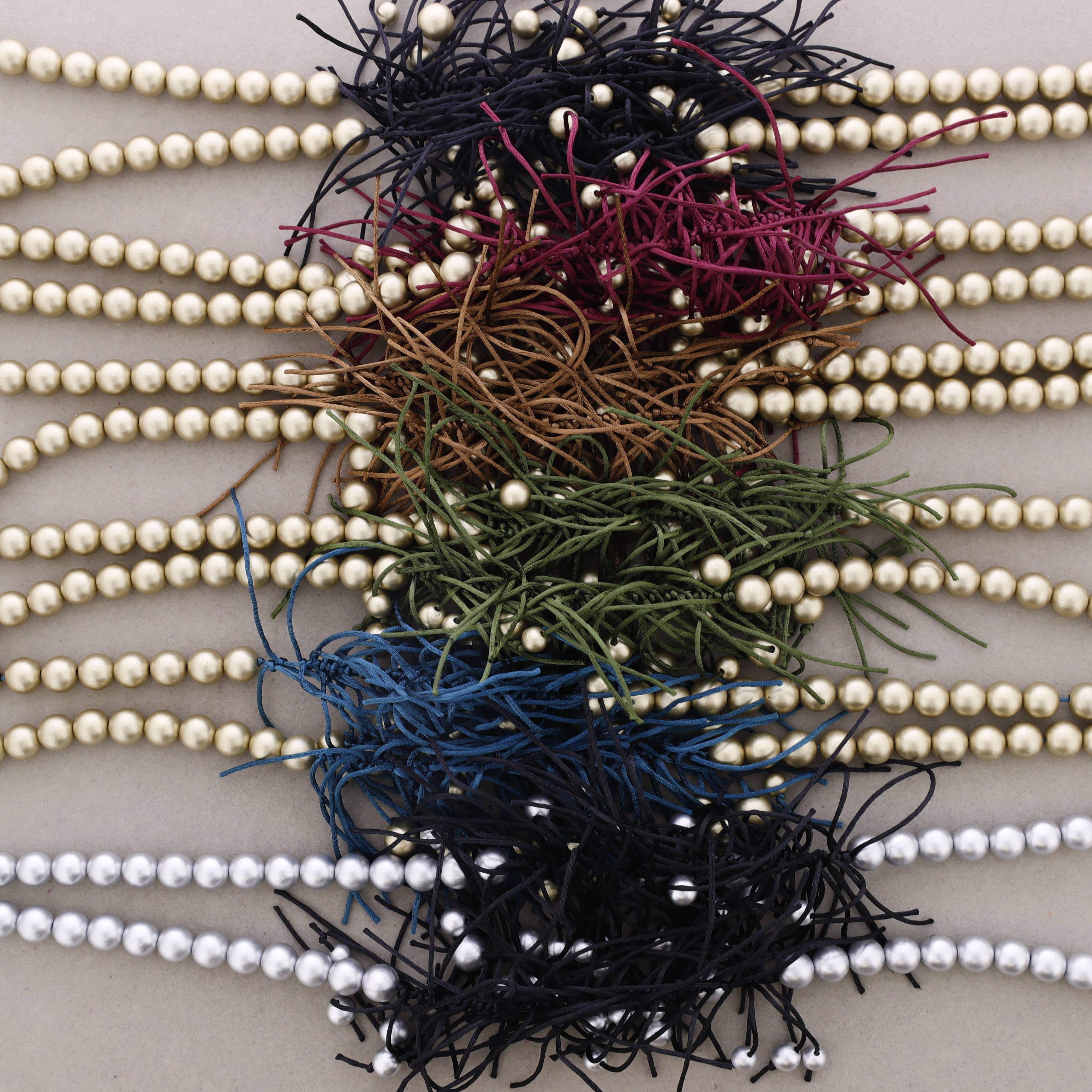 Sonata - Wholesale Snap Jewelry - Long Necklace with Metal Beads and Rat Tail Tassels2
