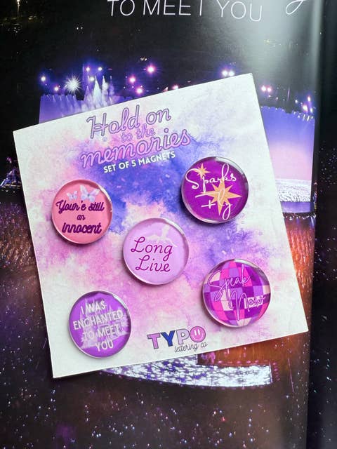Tay Speak Now inspired 5 piece Magnet set for wholesale by Typo Lettering Co