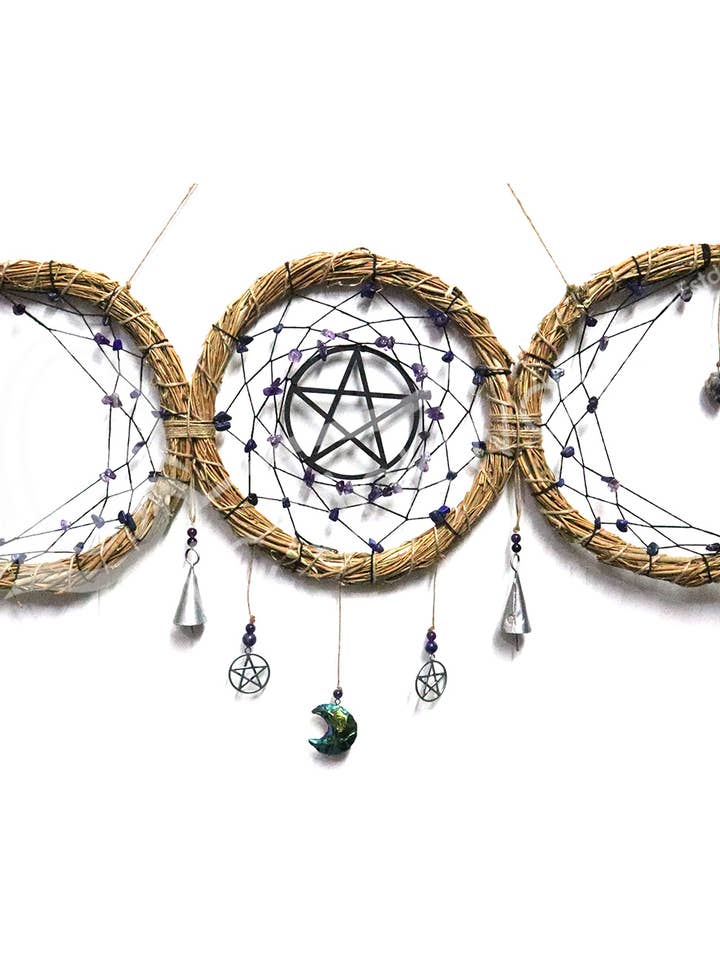 (PC)HANGING - TRIPLE MOON WREATH AMETHYST & SODALITE 19 for wholesale by Oceanic Linkways Inc
