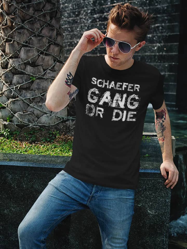 SCHAEFER Family Gang Tshirt, Men's Tshirt, Black Tshirt, Gift T-shirt 00033 for wholesale by ULTRABASIC