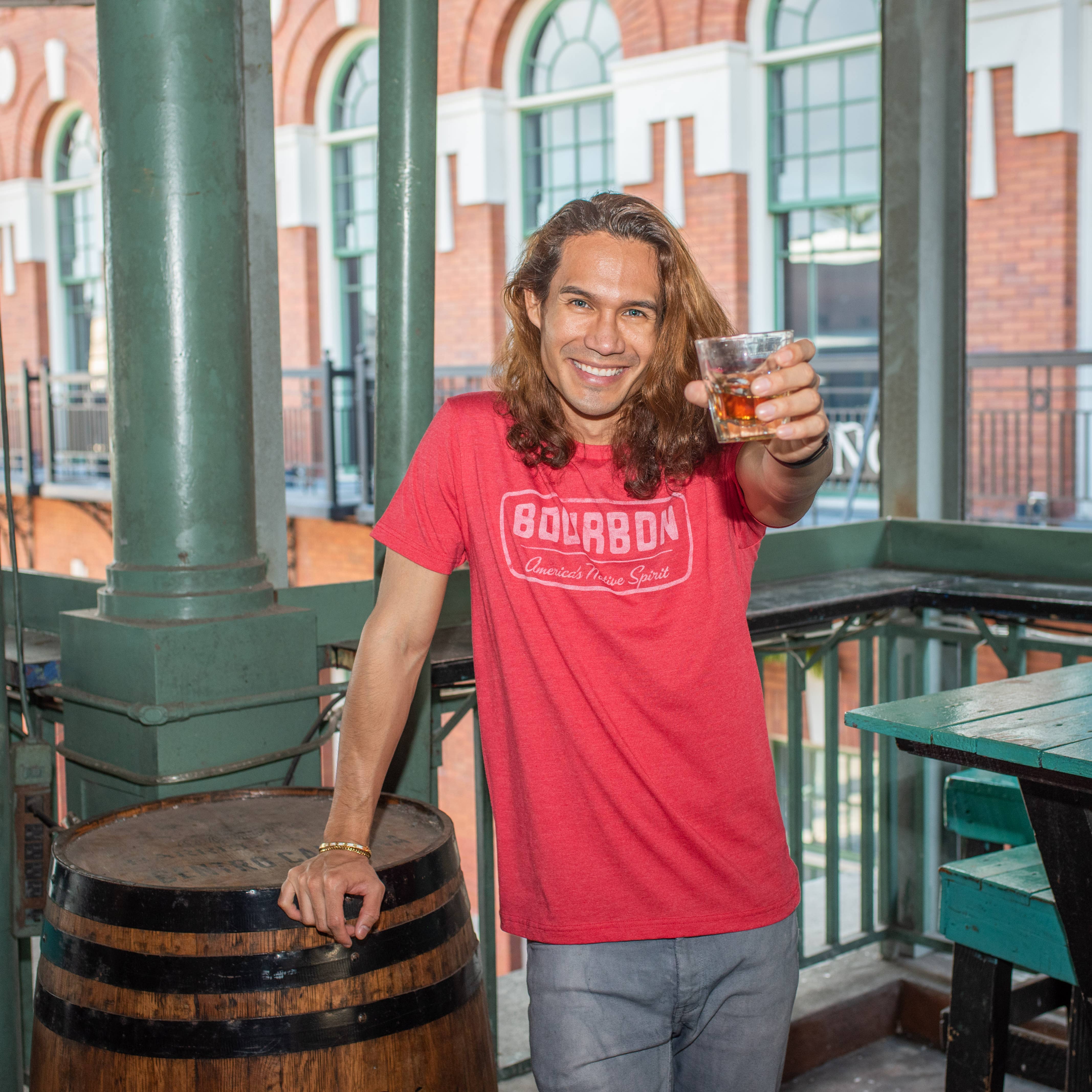 Bourbon America's Native Spirit Red  T-Shirt for wholesale on Faire1