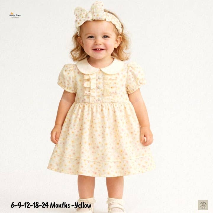 Floral Dress 6–24 M | Cotton Lined Baby Dress Set for wholesale by Omnis Pura