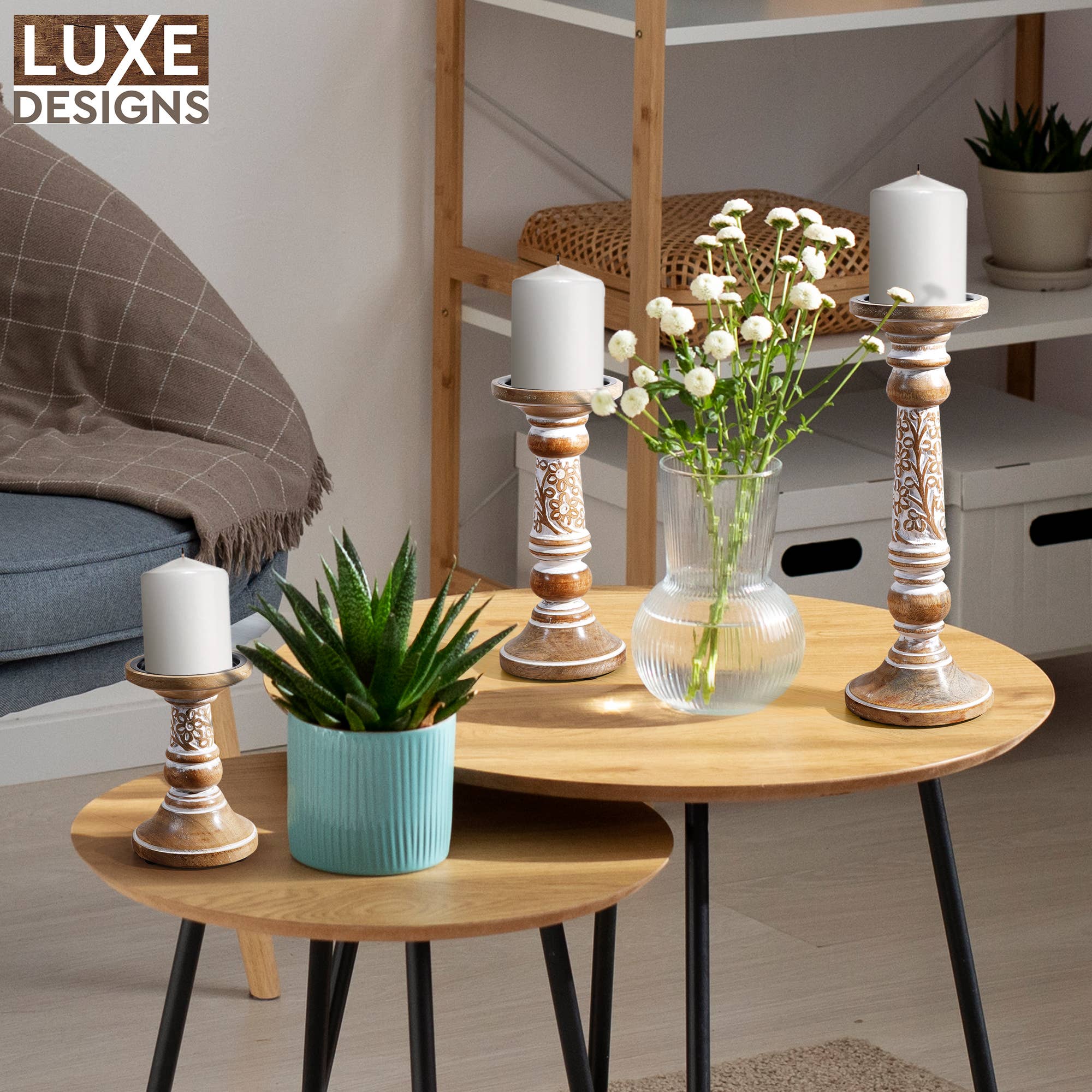 LuxeDesigns Co LLC - Wholesale Candle Holder - Candle Holders Wood - Hand Carved - Artisan Crafted5