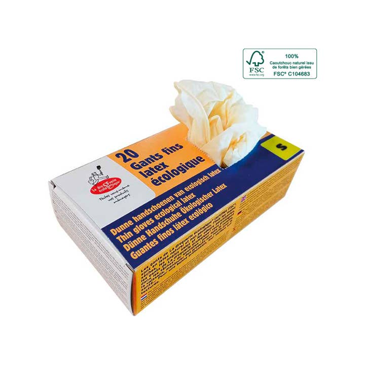 La Droguerie Ecologique - Venta al por mayor Guantes de limpieza - Caja de 20 guantes de látex finos