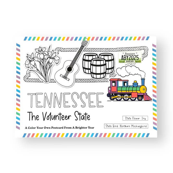 Coloriez votre propre carte postale de l'État du Tennessee pour la vente par A Brighter Year