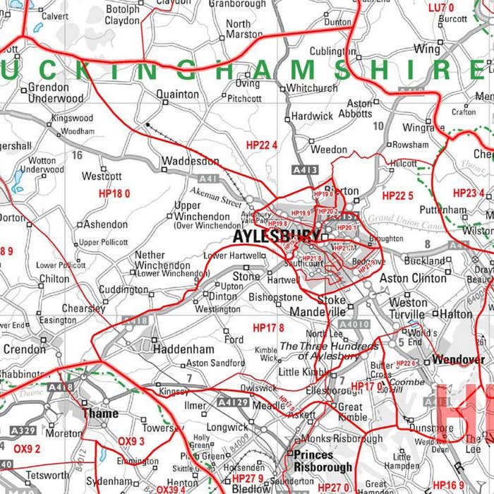 Map Marketing Limited - Wholesale Map - Berkshire, Buckinghamshire and Oxfordshire Postcode Wall Map