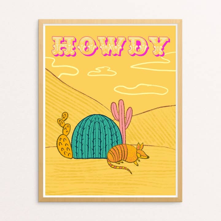 Art Print - Howdy Armadillo for wholesale by Squidly Designs