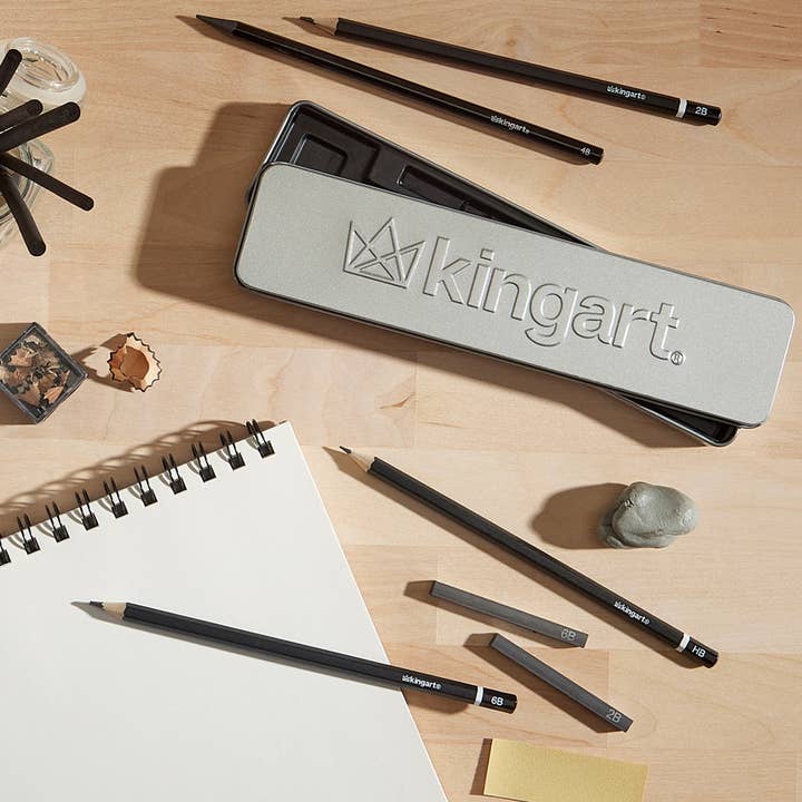 KINGART - Wholesale Sketchbook/sketchpad - Sketching Tin Set, 9 pc4
