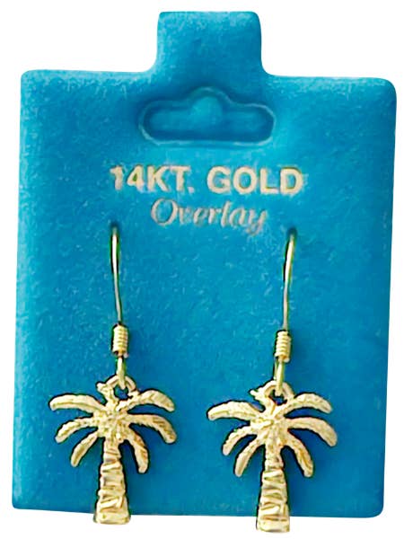 Fabriqué aux États-Unis Boucles d'oreilles pendantes palmier or ou argent pour la vente par New England Gold Inc.