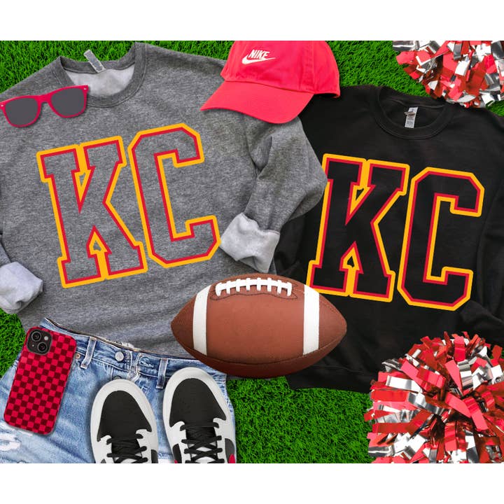 Red/Yellow KC Letters (Pick Your Sweatshirt Color) for wholesale by The Red Rival Wholesale