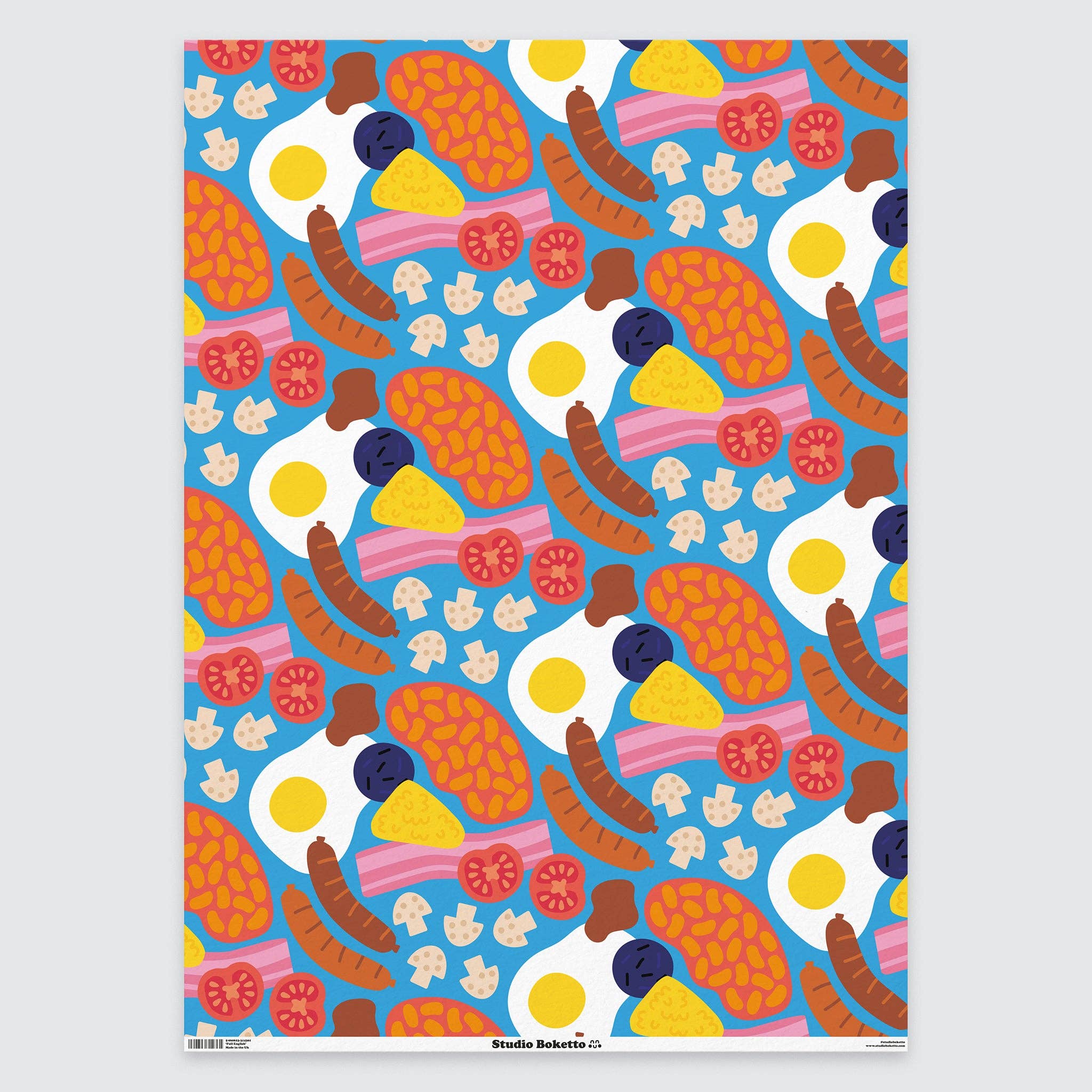 Studio Boketto – wholesale Flat wrap – Full English Gift Wrap | Breakfast Wrapping Paper Sheets
3
