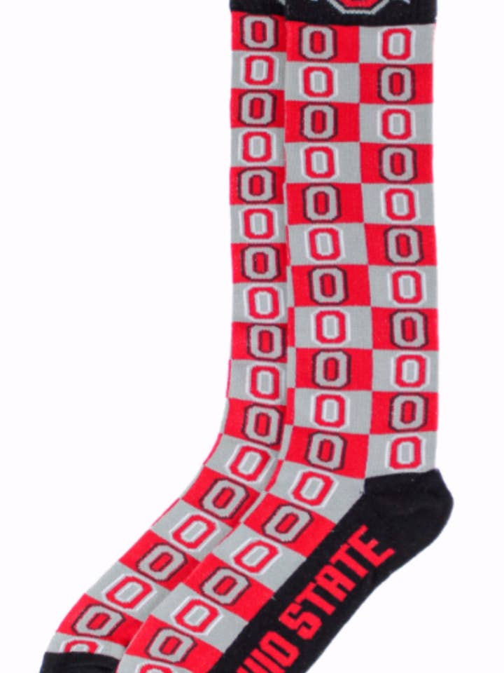 Donegal Bay - Wholesale Socks - Unisex - Ohio State Buckeyes Checkerboard Dress Socks