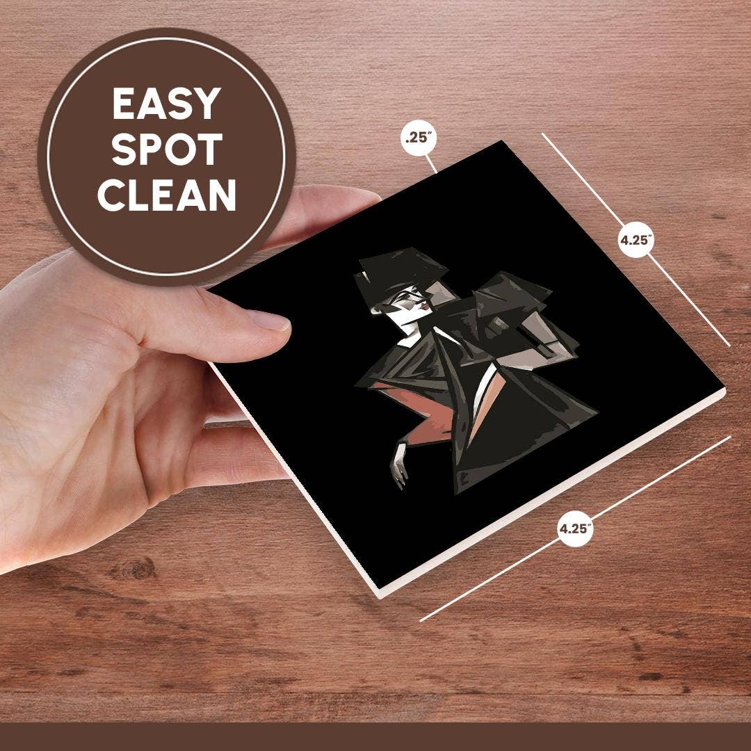 3dRose - Wholesale Coasters - 3dRose, Goth Girl Dancing Geometric Abstract Art Cut Out, Coaster6