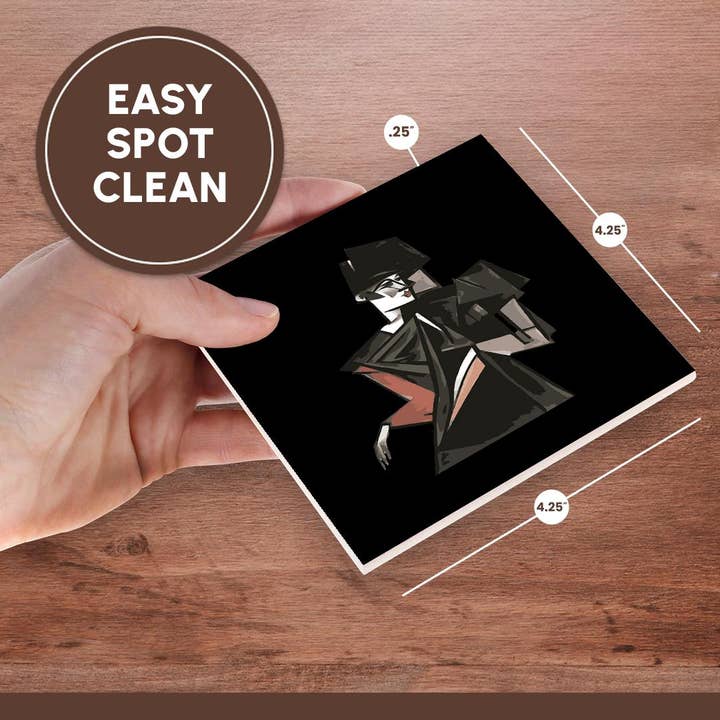 3dRose - Wholesale Coasters - 3dRose, Goth Girl Dancing Geometric Abstract Art Cut Out, Coaster6