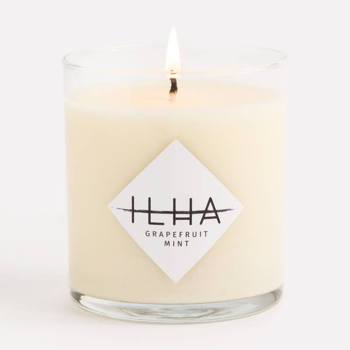 Grapefruit Mint - 9oz Clear Glass Soy Candle for wholesale by ILHA Candles
