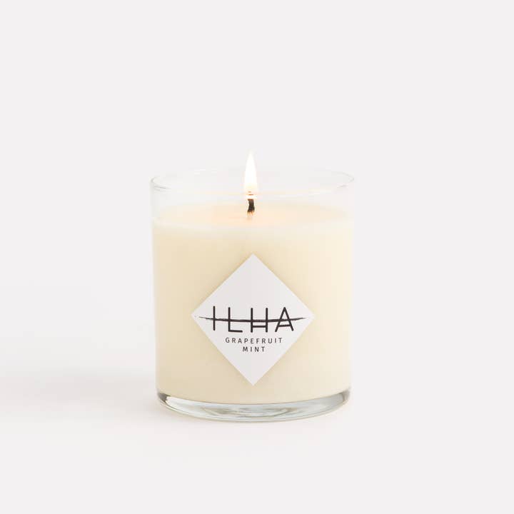 Grapefruit Mint - 9oz Clear Glass Soy Candle for wholesale by ILHA Candles