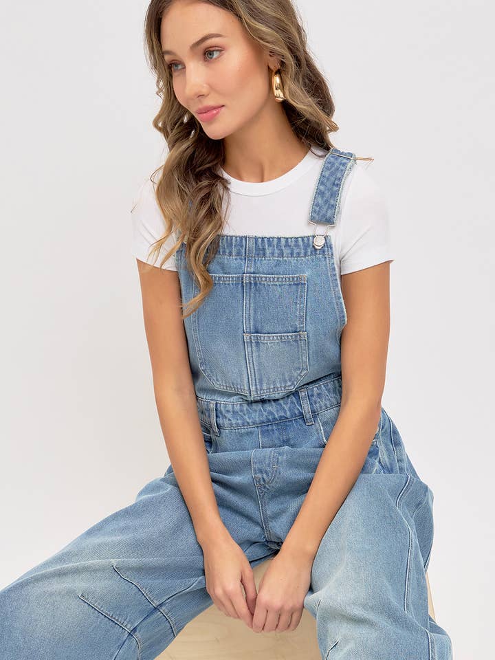 BARREL-LEG DENIM JUMPSUIT  for wholesale on Faire19