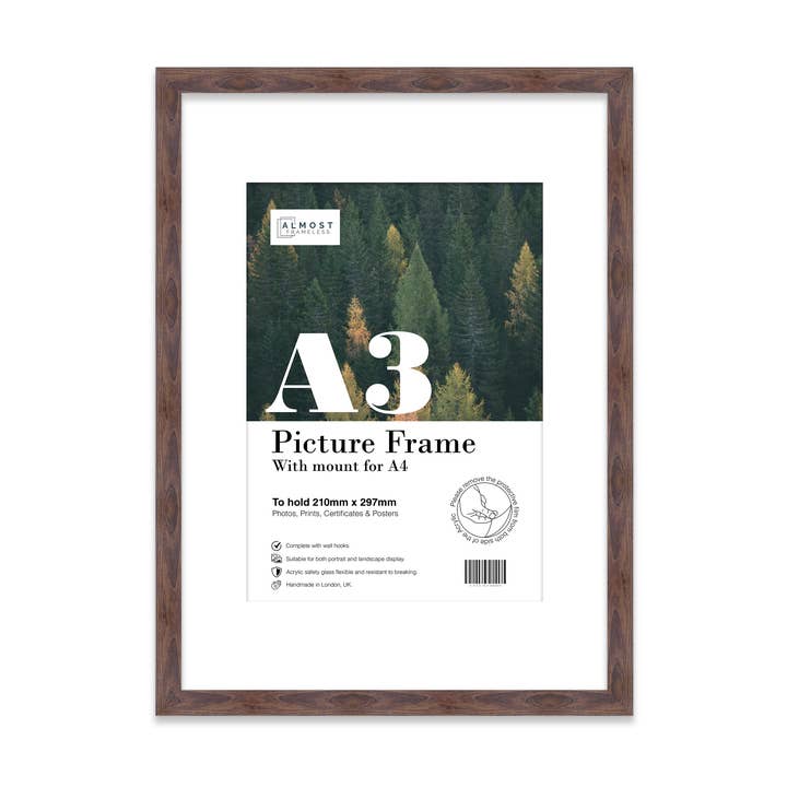 Walnut A3 Picture Frame With mount for A4 for wholesale by WholesaleFrames.co.uk