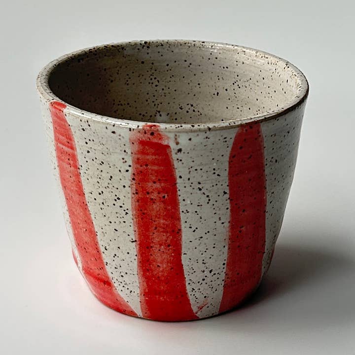 Handmade Ceramic Cup – Red Stripe for wholesale by Sarah Mennell Ceramics
