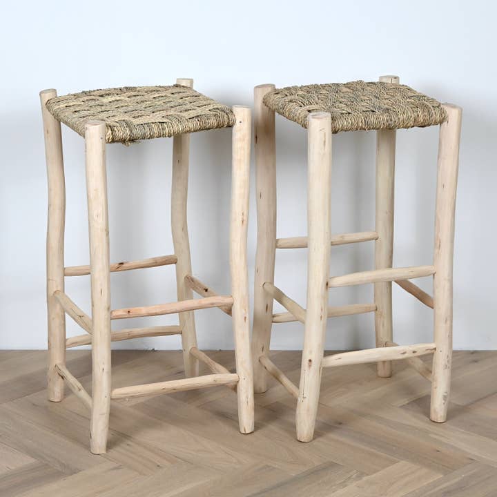 Wooden bar stool - 80cm cross weaving for wholesale by Bohome Living